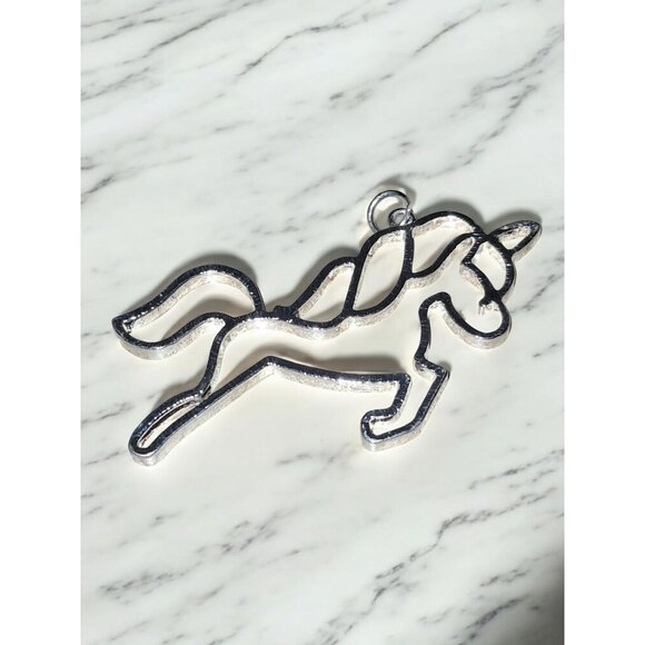 Enchanting Unicorn Open Bezel Charm Pendant - 2.5" x 1.5" - Picture 2 of 4